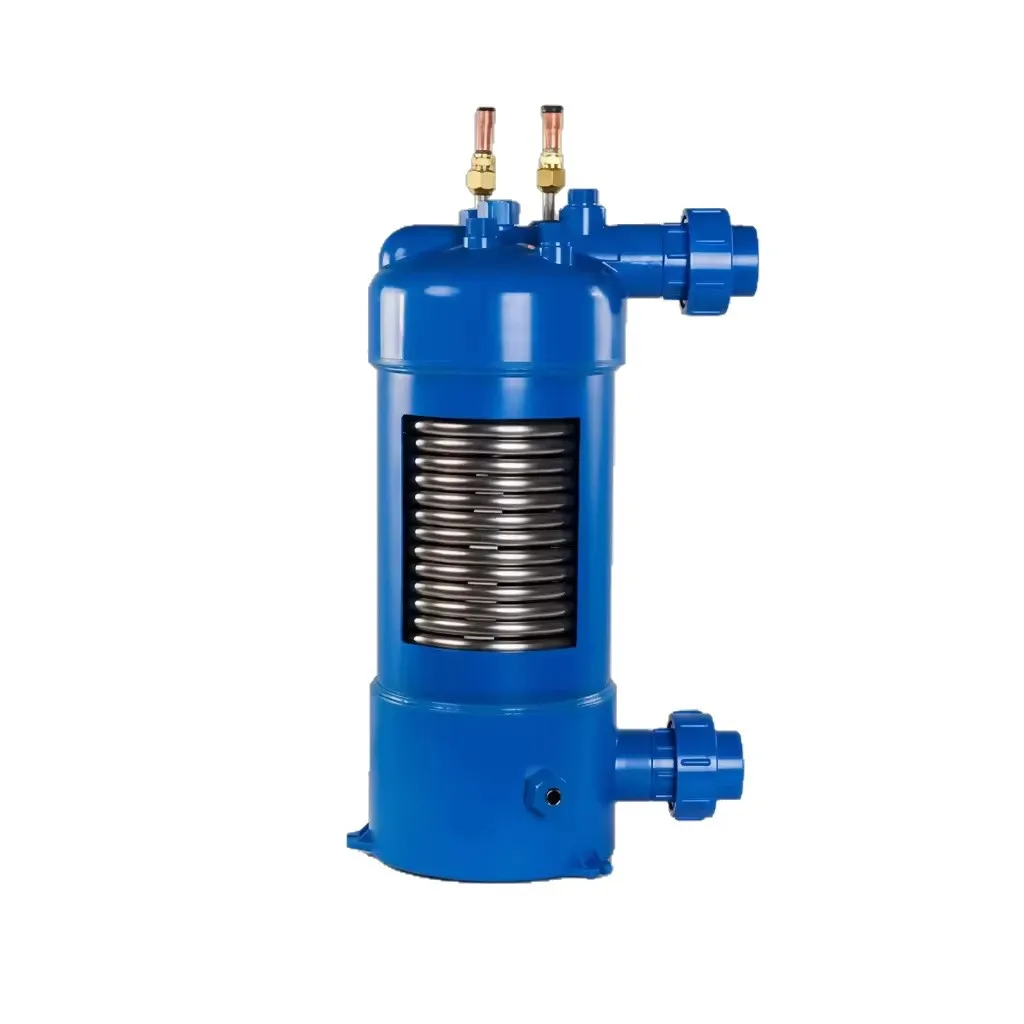 Pool Heat Pump Titanium Heat Exchanger PVC Shell Pure Titanium Coil Evaporator Seawater Corrosion Resistant Shell Tube Heat Exch