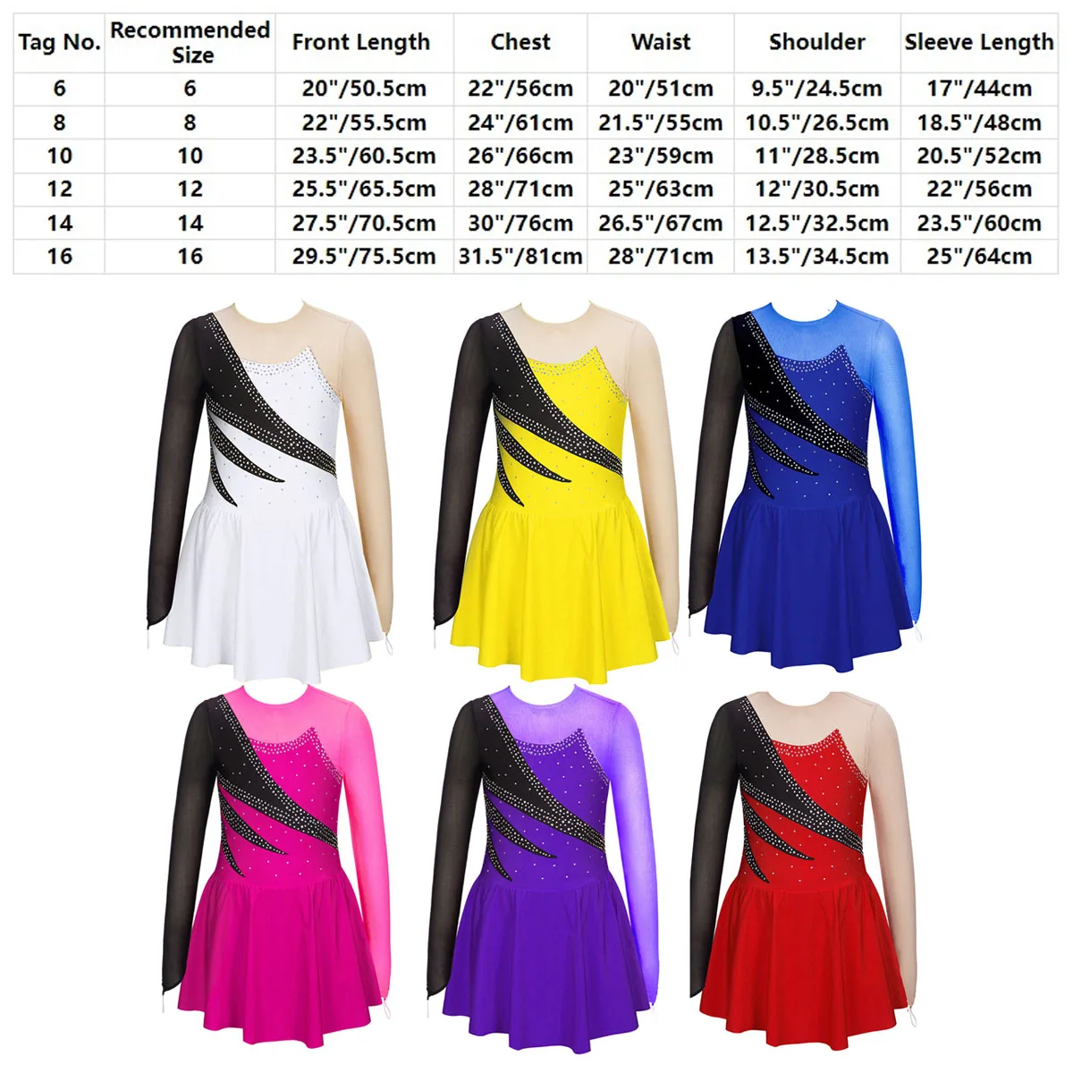 Floral Sequins Figure Skating Dress Kids Girls Long Sleeve Ballet Gymnastics Leotard Mesh Splice Ballroom Competition Costumes