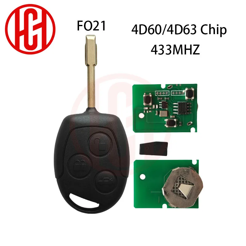 433MHz 80bits 4D60 4D63 Chip Remote Car Key  For FORD Focus Fiesta Mondeo Fusion Transit KA 2001 2002 2004 2005 2006 2007 2008