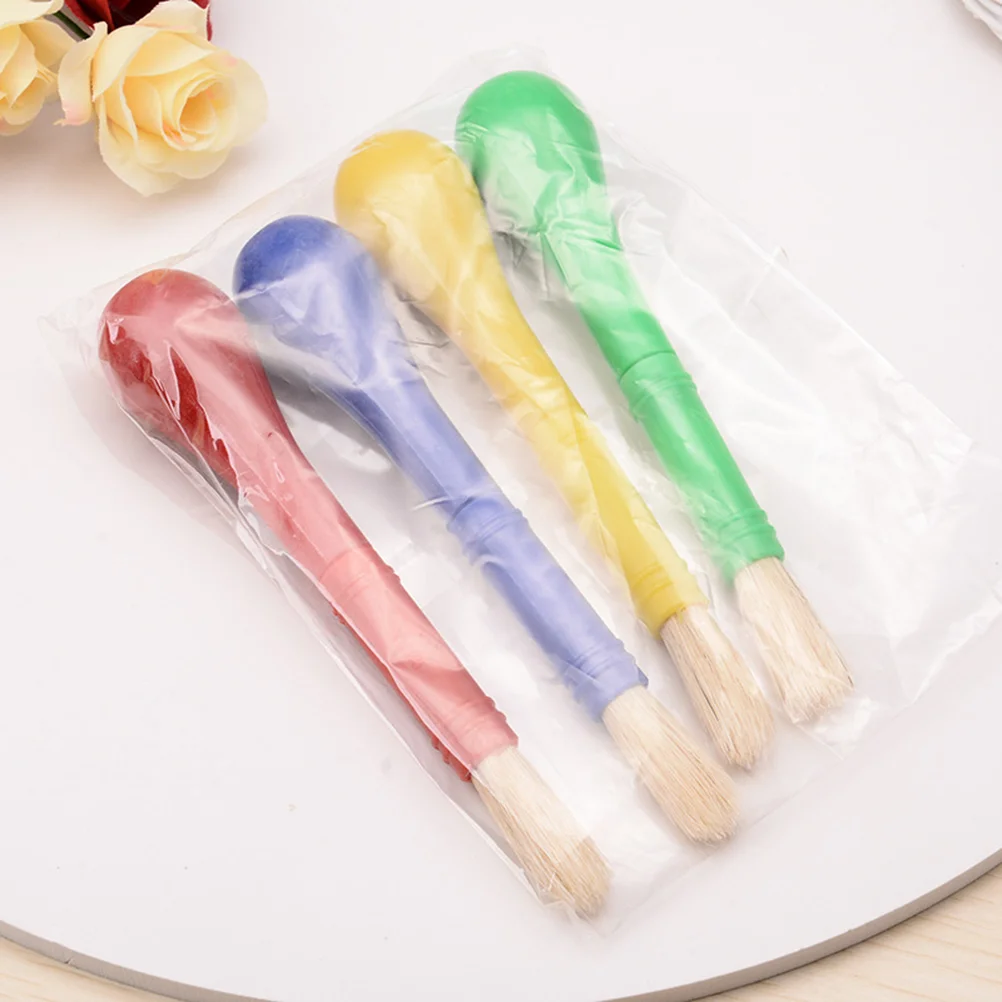 4pcs Toddler Paint Plastic Handle Nylon Painting Brush for Painting Crafts and DIY (Red Yellow Blue Green)