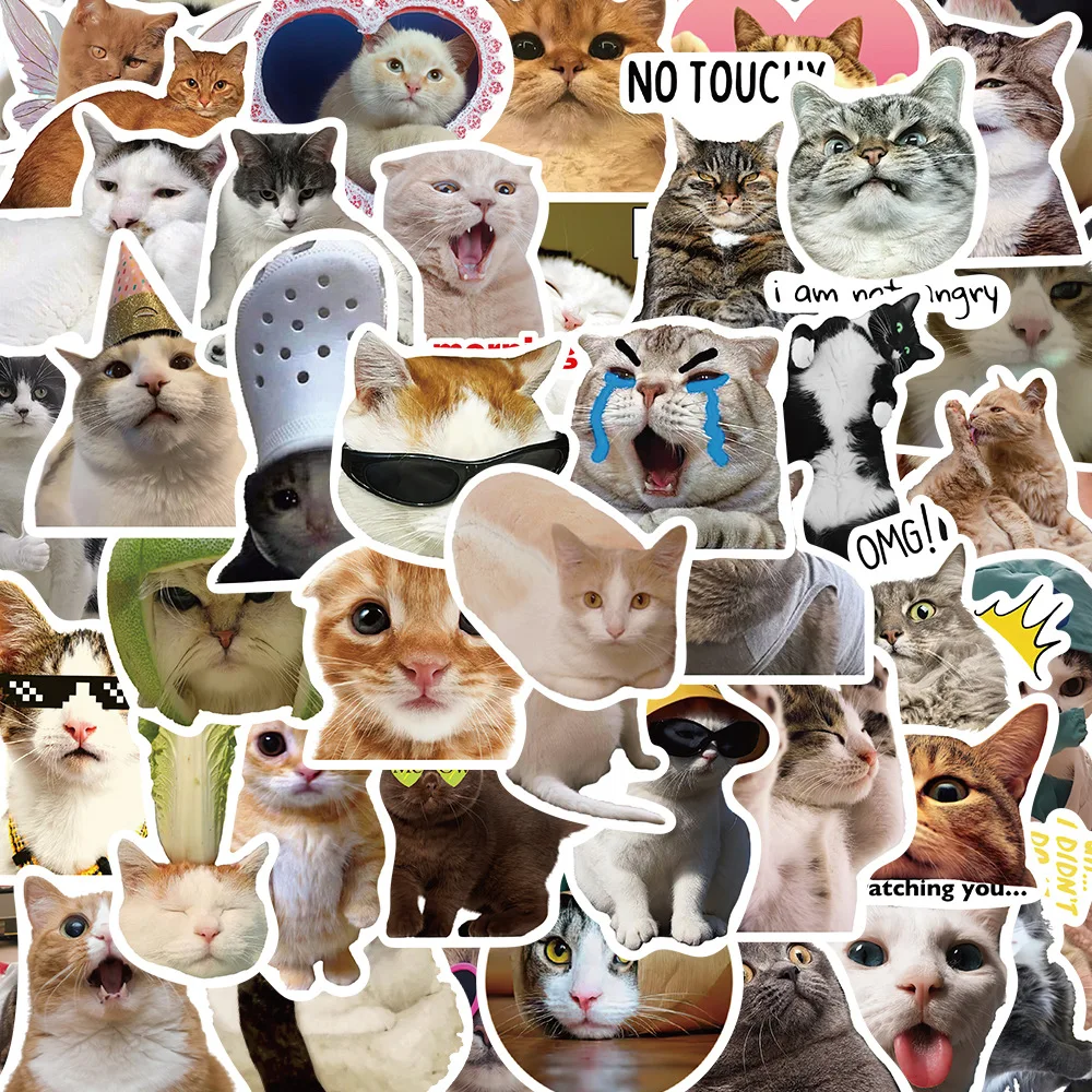 50PCS Kawaii Love Cat PVC Sticker Aesthetic Children's Korean Decoration Scrapbooking Stationery School Supplies for Kids