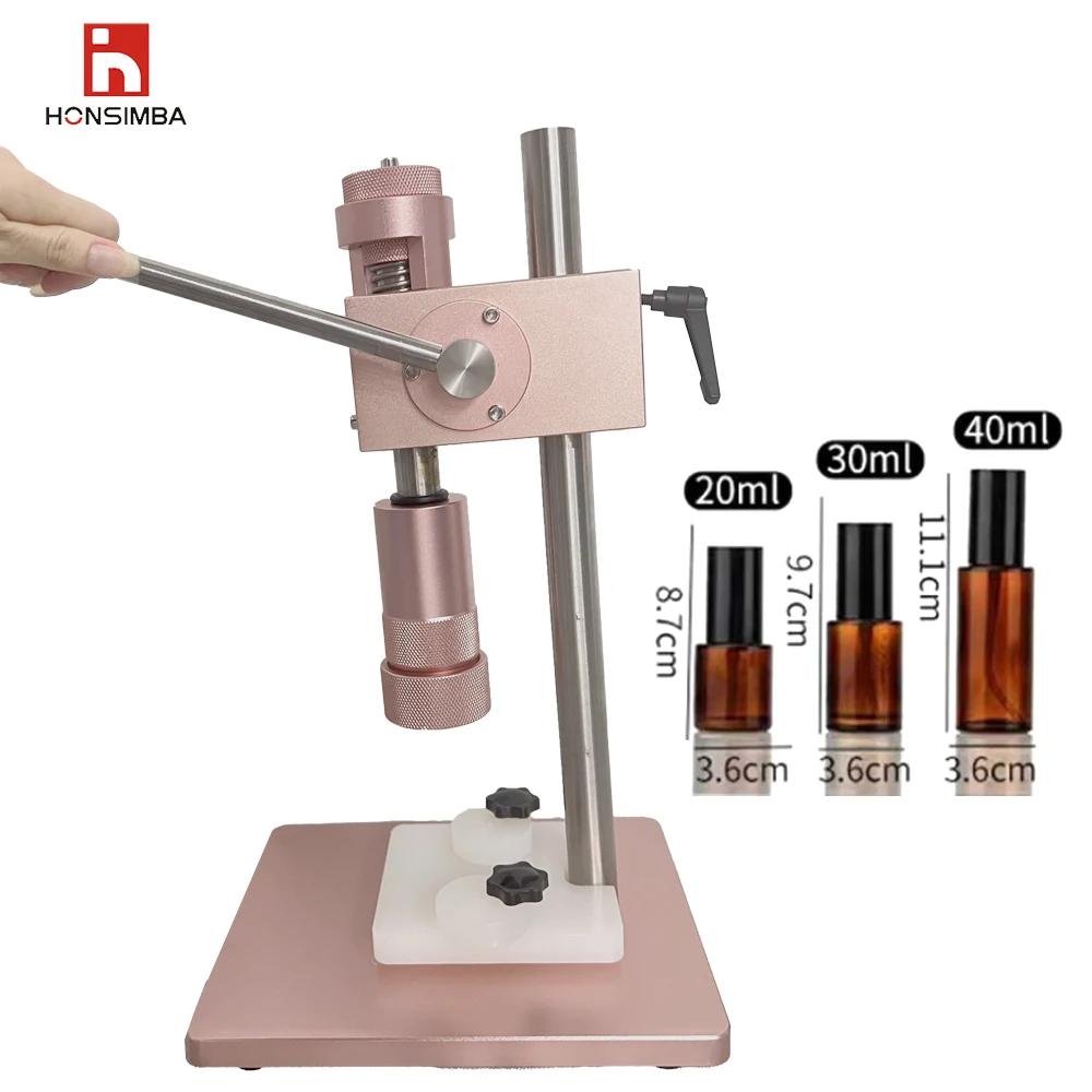 Industrial Manual Perfume Capping Machine Is Used for 13mm/15mm Rolling Aluminum-plastic Cosmetic Nozzle