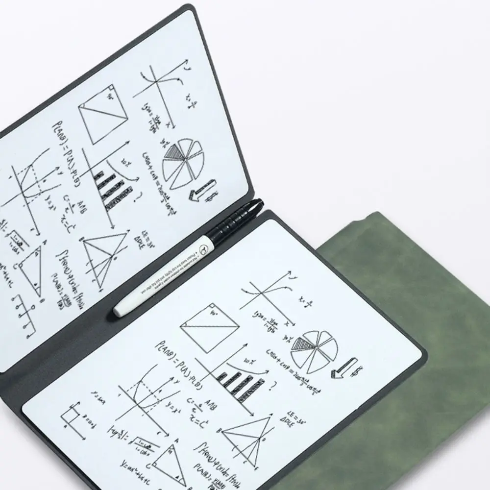 Reusable A5 Whiteboard Notebook Leather With Erasing Cloth Erasable Whiteboard Draft With Whiteboard Pen Stationery Memo Pad
