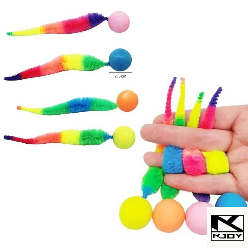 KKJoy Interactive Cat Toy - Color Caterpillar with Elastic Bouncing Ball Teasing Indoor Puzzle for Cats Pet Supplies