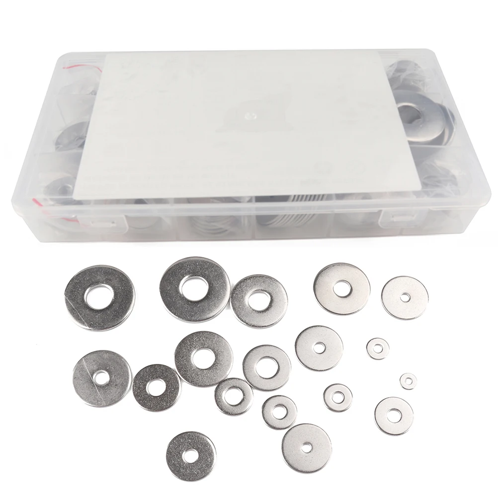 

165pcs Stainless Steel M5 M8 M10 Flat Plain Repair Washers Flat Gasket Rings Machine Washers For Cars Trucks Construction