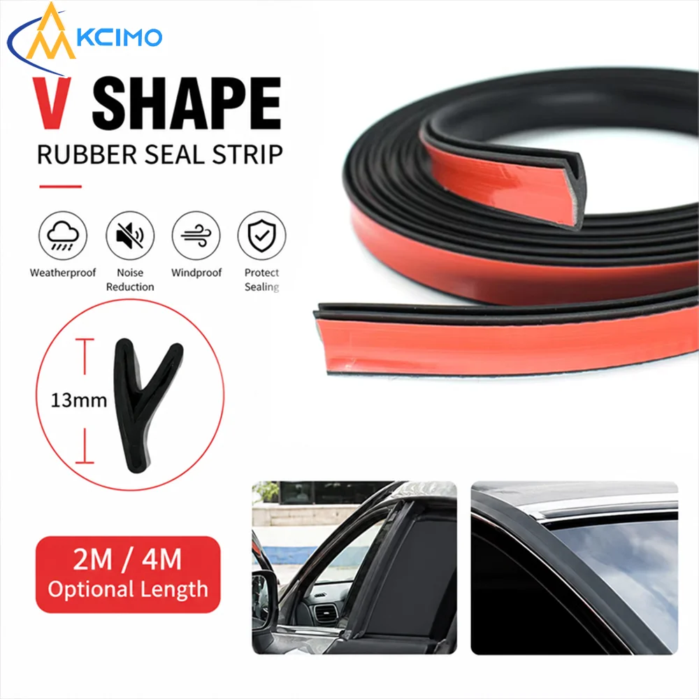 Automotive V-Type Windshield Edge Seal, Waterproof Dustproof Weatherstrip, High-Elastic Car Window Noise Insulation Guard
