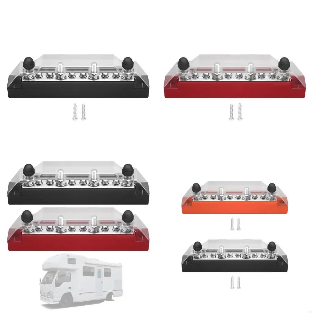 10 Terminal Single-row Bus Bar 150A BusBar Block with Cover Power Distribution New