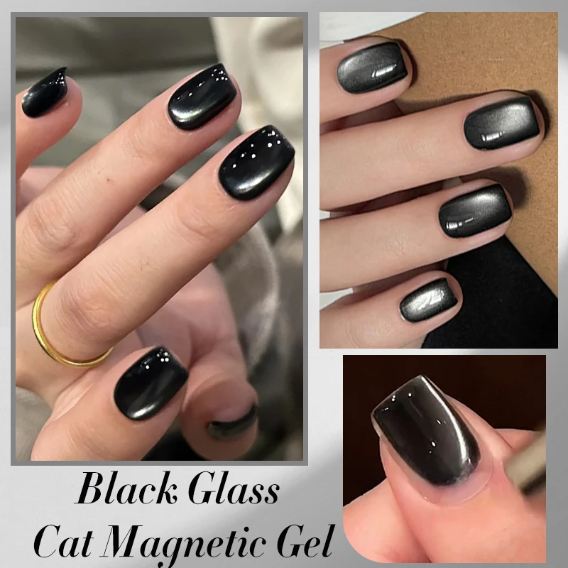 BORN PRETTY 10ml Black Glass Cat Magnetic Gel Nail Polish Silver Gold Glitter Semi Permanent Soak Off UV LED Gel Varnish