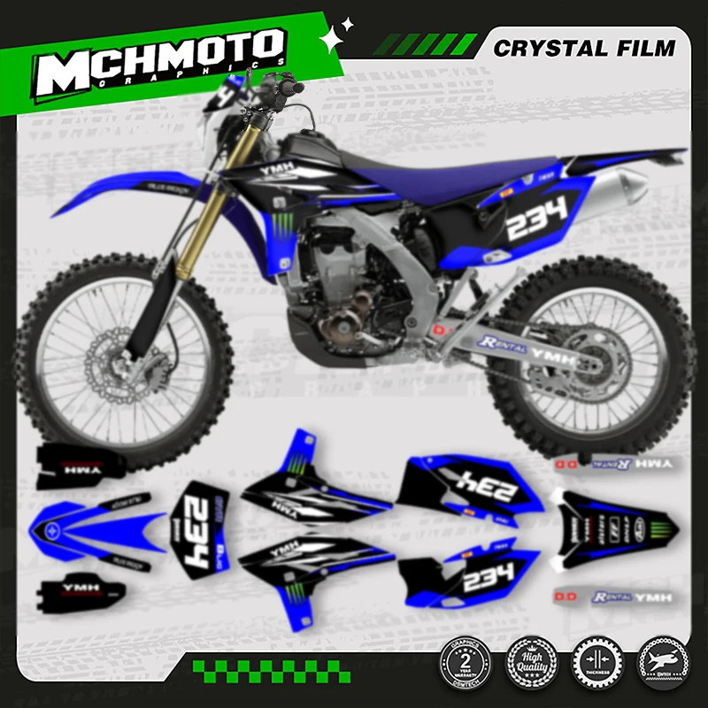 

MCHMFG Motorcycle Fairing Graphics Background Decal Adhesive Stickers Kits For YAMAHA WRF450 2012 2013 2014 2015