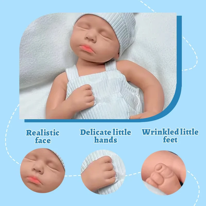 Muñeca Reborn realista - 19,29 pulgadas (aproximadamente 49 cm) totalmente de silicona para recién nacidos, venas realistas y posiciones para dormir - Real Baby