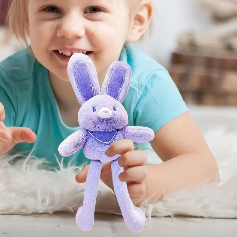 ดึงของเล่นตุ๊กตากระต่าย 11 นิ้วยืดกระต่ายจี้สลับหูและขากระต่ายจี้ Handmade นุ่มพวงกุญแจสําหรับกระเป๋าและ