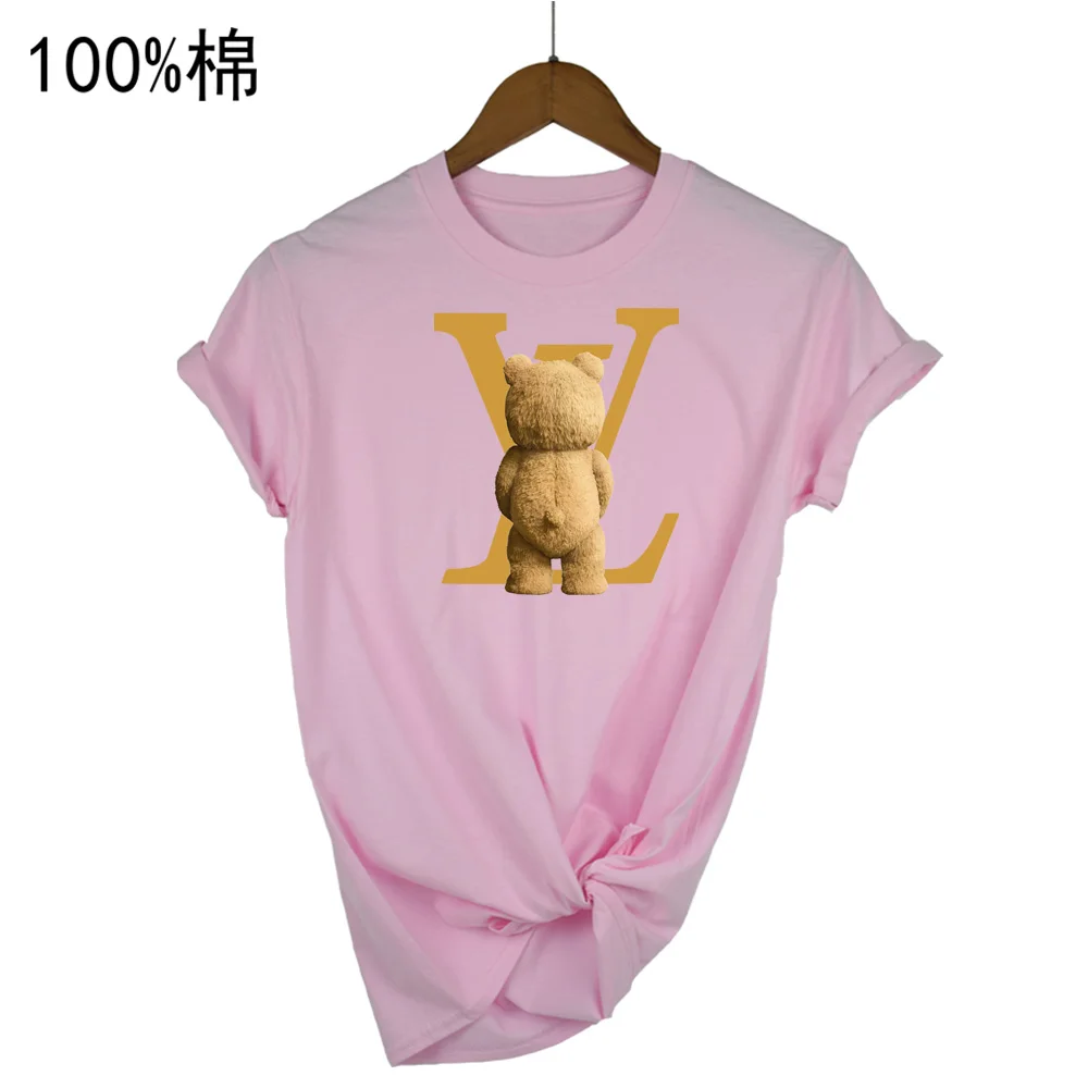 Luxury Brand T-shirt Casual Cute Bear Cute Women\'s Short Sleeve Printed Pattern Tops Fashion Summer Spring Printed Clothing