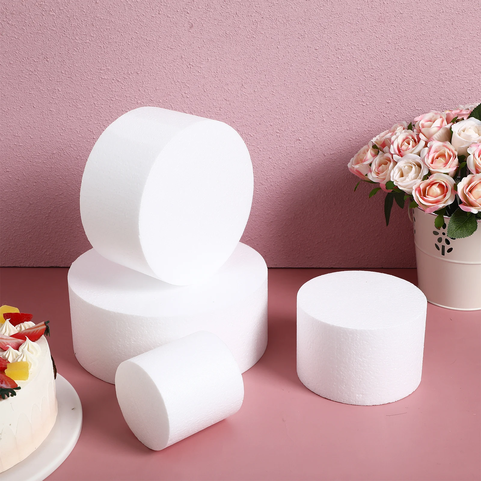 

4pcs Mold Foam Rounds 4inch 6inch Wedding Display Cake Dummies 8inch 10inch Fake Dummies Set Decorations Props