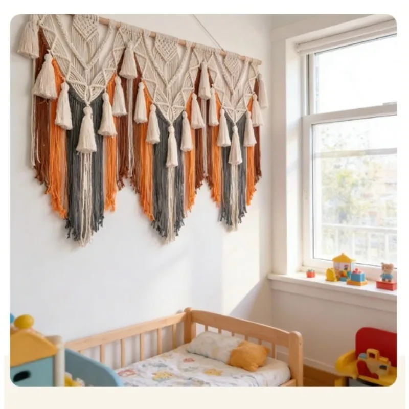 Hand-woven tapestries, fringed homestay and hotel pendants, home decoration cloud shoulder modeling, cotton rope art