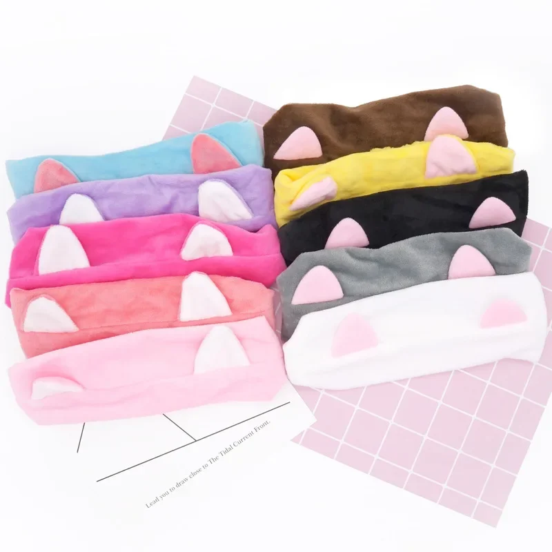 

1Pc Cute Elastic Cat Ears Headbands for Women Girls Make Up Face Washing Headband Hairdo Headwrap Hair Accessory Multiple Styles