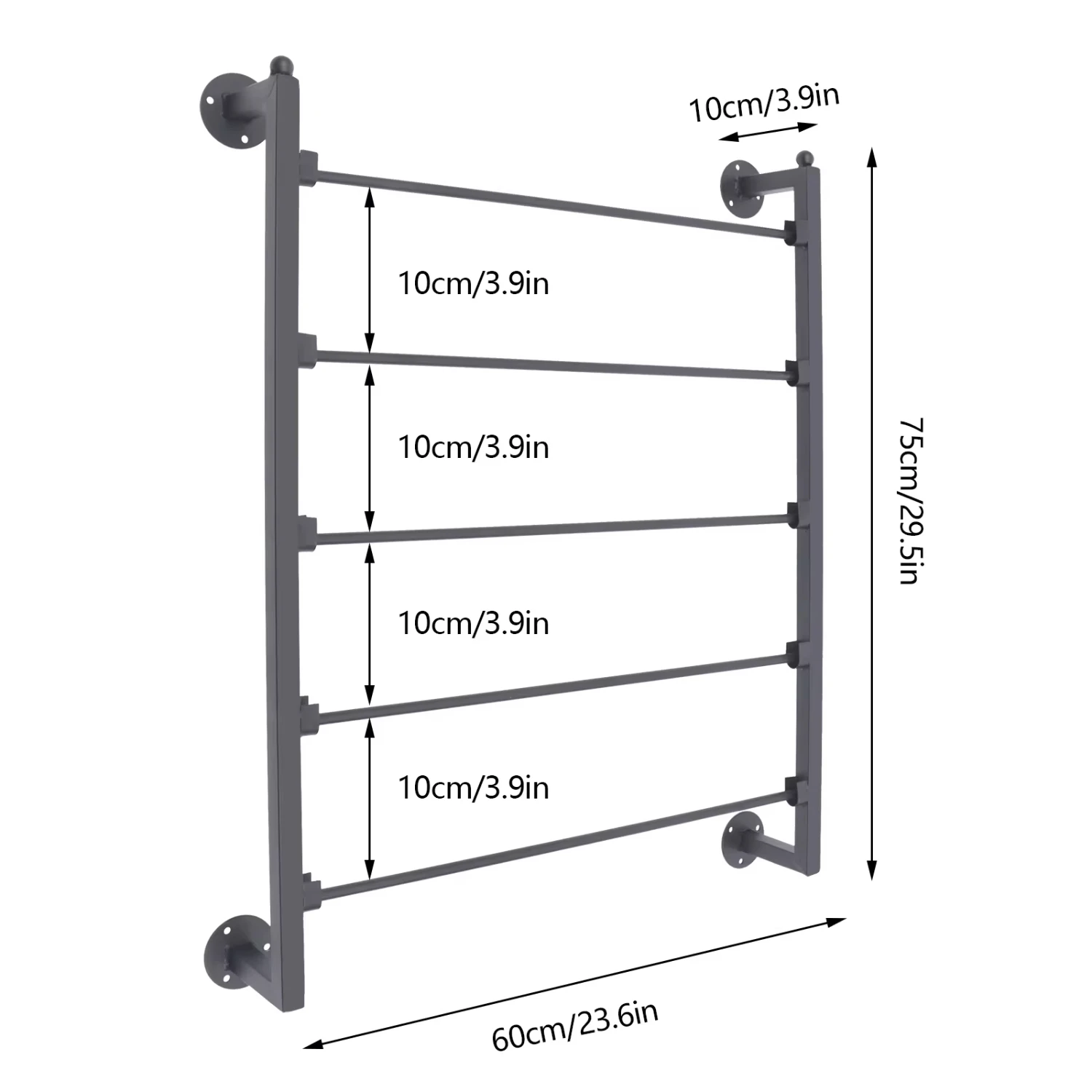 5-Layer Wall Mounted Display Rack for Tie Scarf Belt Towel Ribbon Organizer