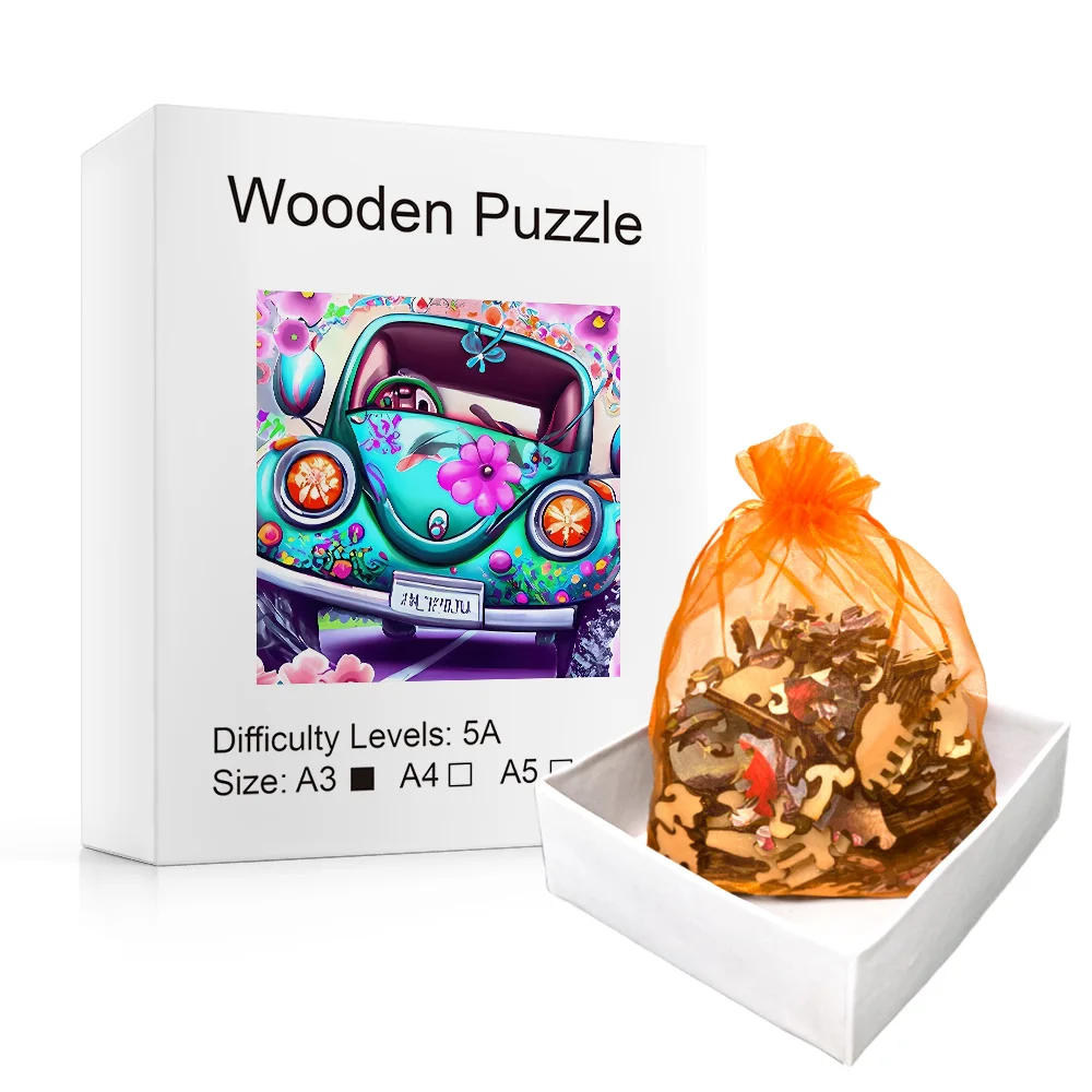 Mysterious Wooden Puzzle - Cute Cartoon Car - Unique DIY Children's Gift - Adult Puzzle Wooden Crafts Children's Education Game