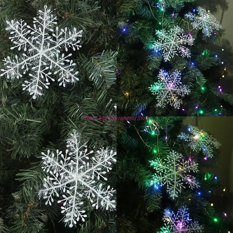 Ornamenti fiocchi neve bianchi Decorazione albero Natale Donting C7AC