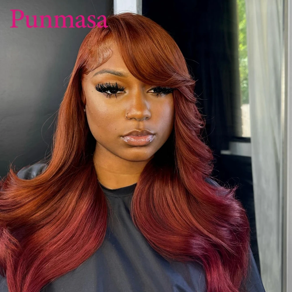 Punmasa Brown Color Body Wave 13x6 Human Hair Wigs Transparent Lace Front Wigs for Black Women PrePlucked 200% 13X4 Frontal Wig