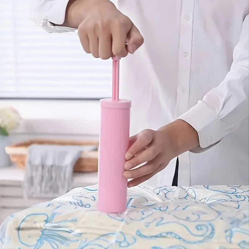 قطعة واحدة من المضخة اليدوية لأكياس الضغط الفراغي، وأكياس تخزين بلاستيكية متعددة الأغراض، مع زر للإغلاق والممتد