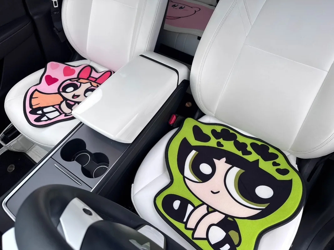 Cute The Powerpuff Girls Series Car Seat Cushion Kawaii Auto Interior Decoration Accessories Breathable Anti Slip Pad Girl Gift