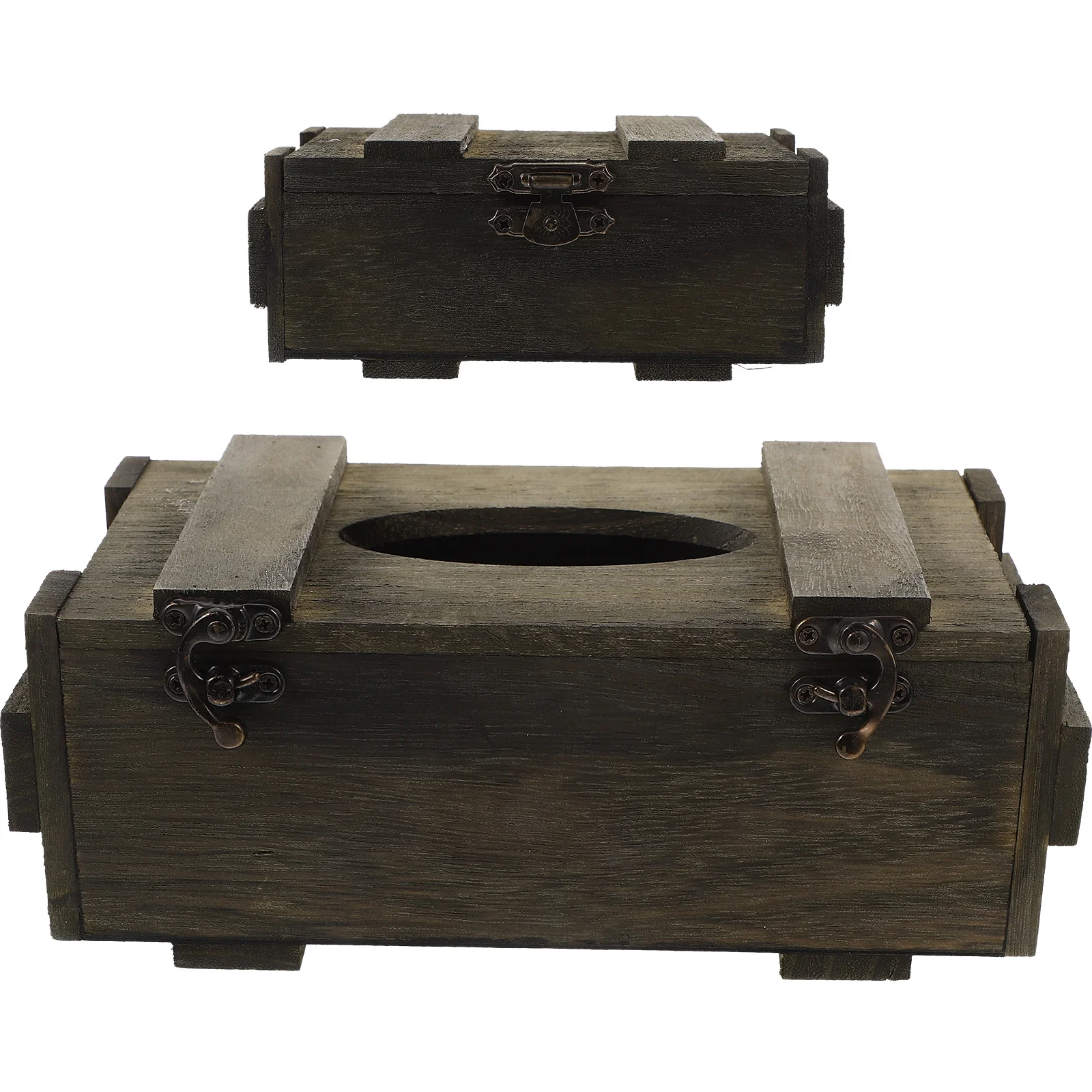 

2Pcs Rustic Wooden Tissue Holder Vintage Napkin Box Cover for Dining Room Car Desk Table Napkin Storage Dispenser