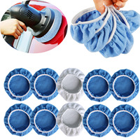 12Pcs Car Polishing Pad Auto Soft Microfiber Bonnet Polisher 5-6 Inch Soft Wool Wax Wash Buffer Cover Cleaning Tools Accessories