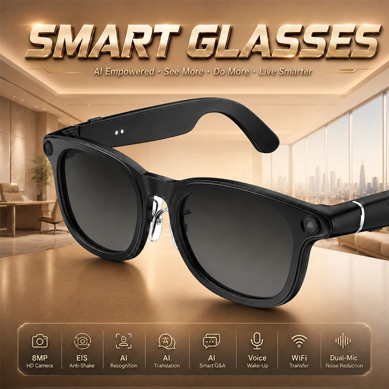 X01 AI Smart Glasses Real-time Translation 800W HD Camera Surround Music WiFi Transmission LED Battery Indicator Smart Glasses