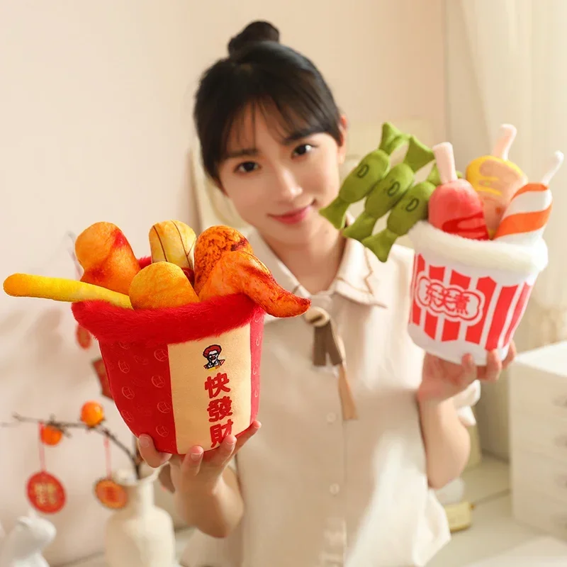 Real Life Fried Chicken Plush Toys Creative Simulation French Fries Japanese Food Oden Pillow Stuffed Dolls Birthday Gifts