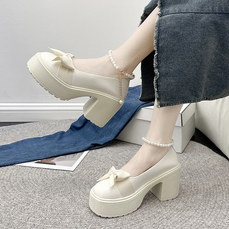 2024 New round head Kawah Ilorita shoes Ladies casual elegant solid color bow non-slip kitten heels Stylish chic heels