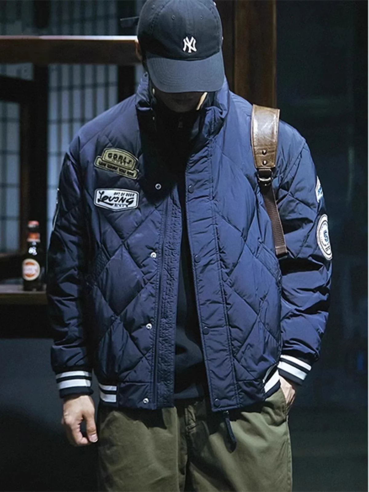 

Large Size Men's down Cotton Jaet Thi Warm Stand Collar Bread Sle Couple Outerwear Casual Youth ular Sle