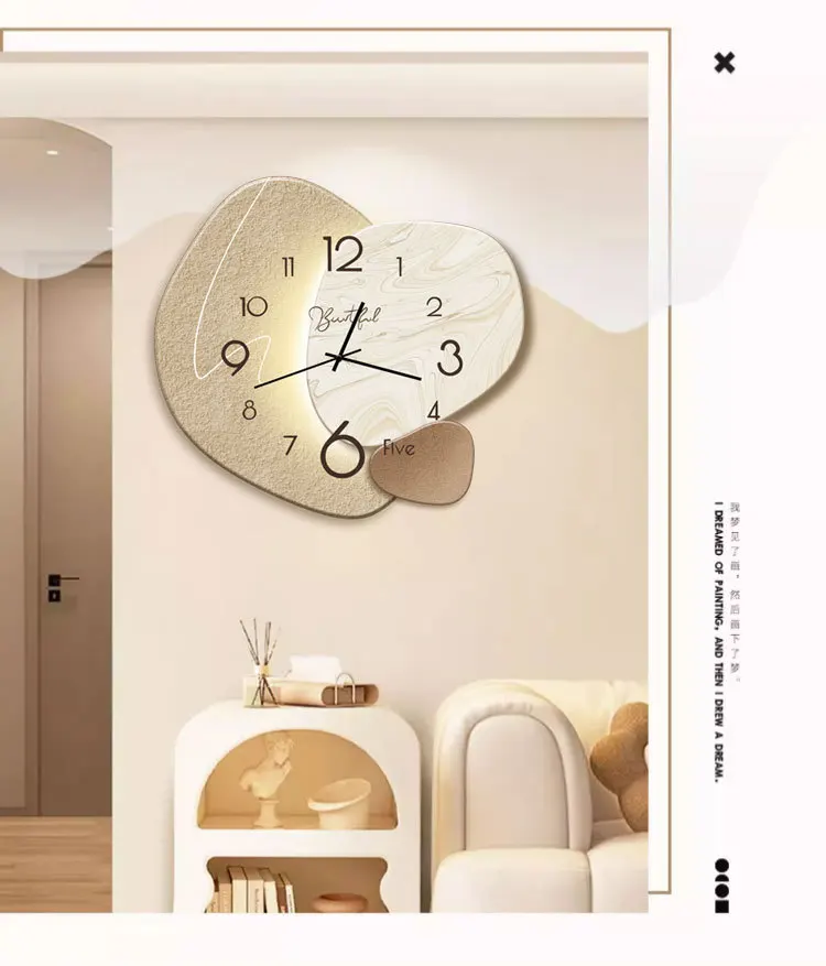Теплые настенные часы для гостиной, модные простые современные украшения, кварцевые настенные часы