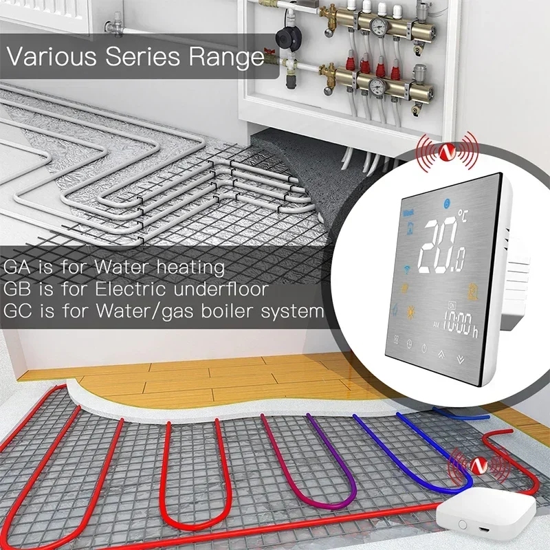 Tuya Pannello in metallo spazzolato ZigBee Termostato intelligente Riscaldamento a pavimento acqua/elettrico Caldaia ad acqua/gas 2MQTT Alexa Google