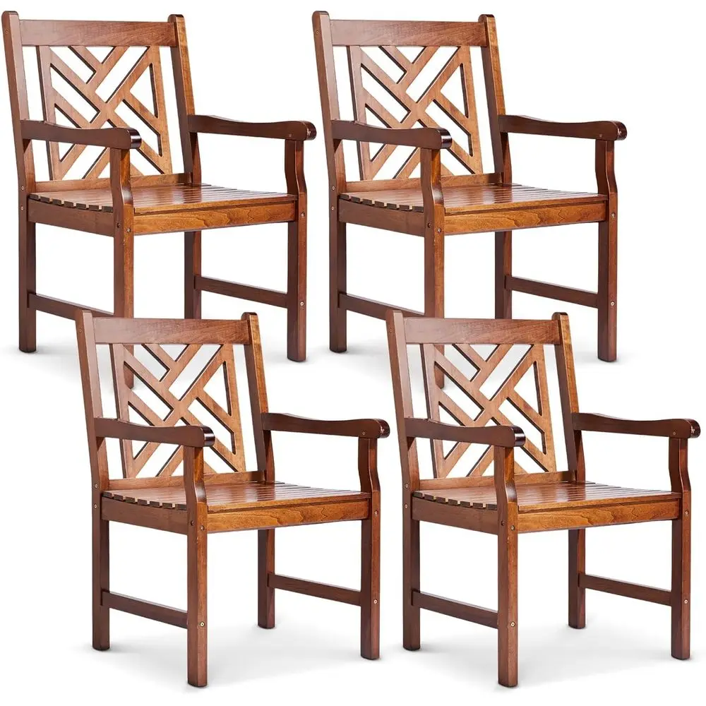 

Solid Teak Outdoor Dining Chairs Set of 4, Heavy Duty 330 lbs, Comfortable Backrest for Patio, Garden, Porch, Deck