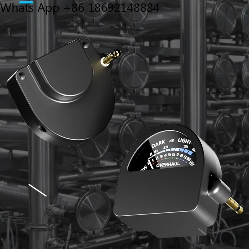 Convenient portable small leak detection instrument plus display sound frequency pointer to assist leak detection