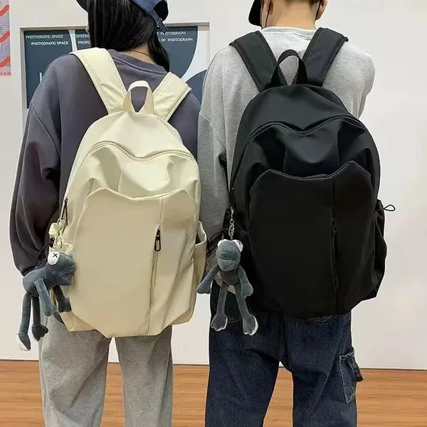 New High Capacity Student Backpack Minimalist Trend Book Bag Korean Edition Solid Color Leisure Travel Backpack for Men and Wome