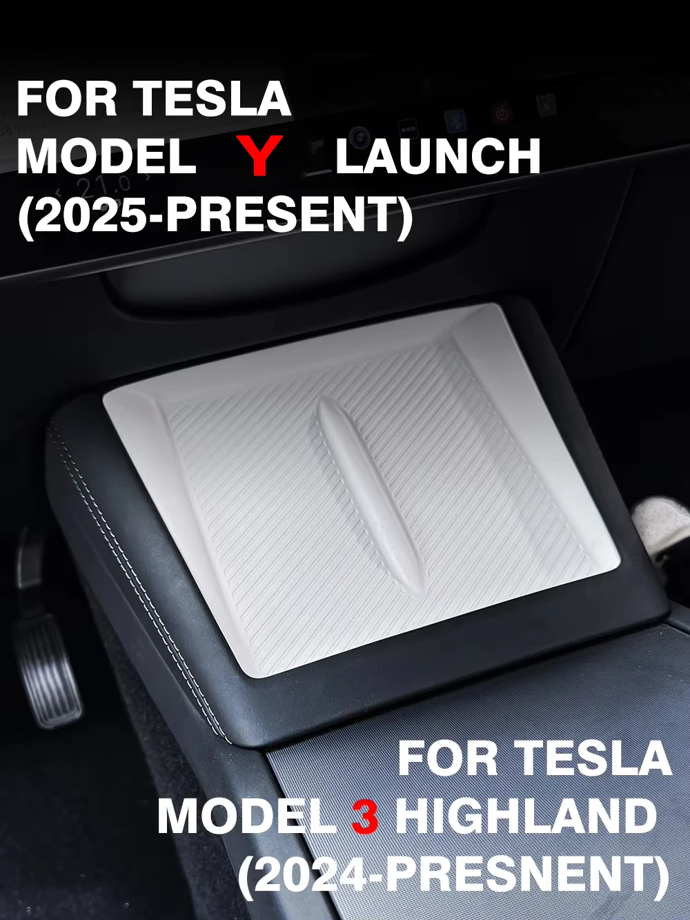 TESY Für Tesla Model Y Juniper Launch Model 3 Highland Konsole Kabelloses Lade-Silikonpad Abdeckung Schutz – Detail 2