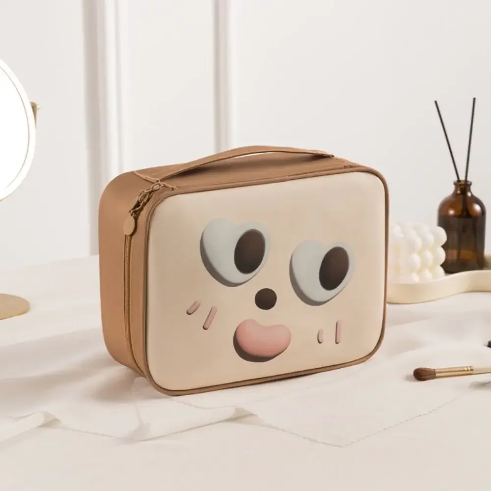 Удобная ручка, косметичка с мультяшным узором, одно-/двухслойная женская косметичка большой емкости, сумка на молнии