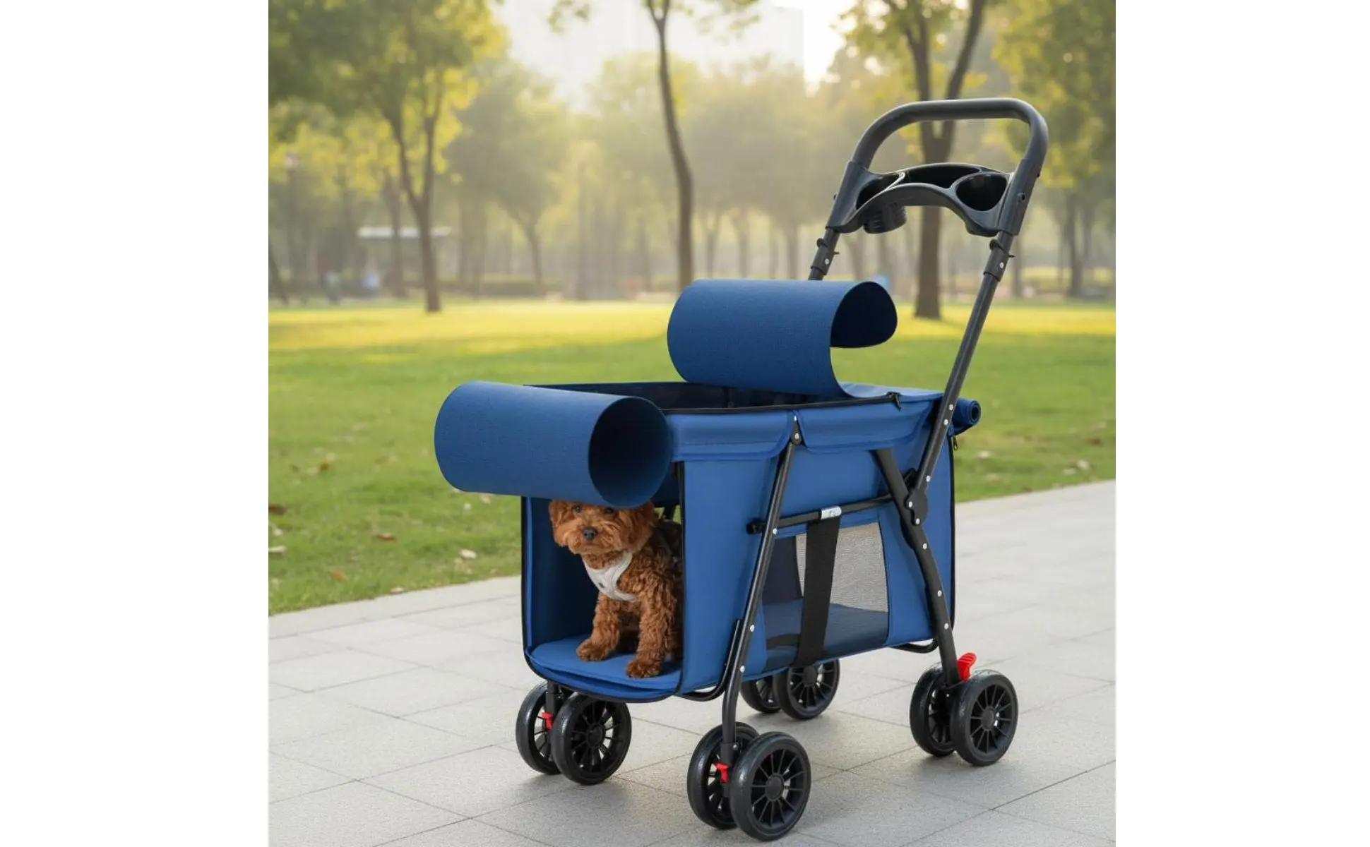 Dog Stroller Collapsible Feline Stroller Lightweight Pet Stroller Easy Accessible Creature Gear Rear Brakes for Walks, Outdoor
