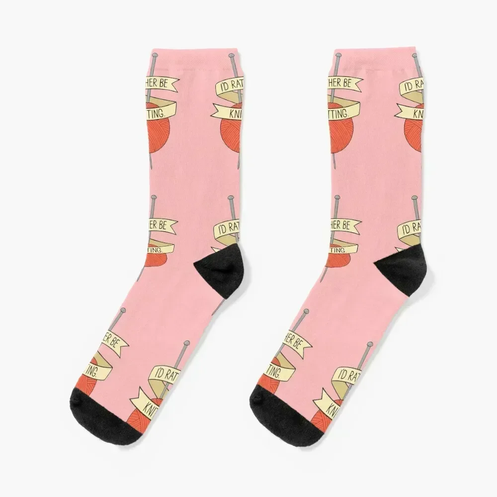

I'd Rather Be Knitting Socks New year's winter football hiking Men's Socks Luxury Women's