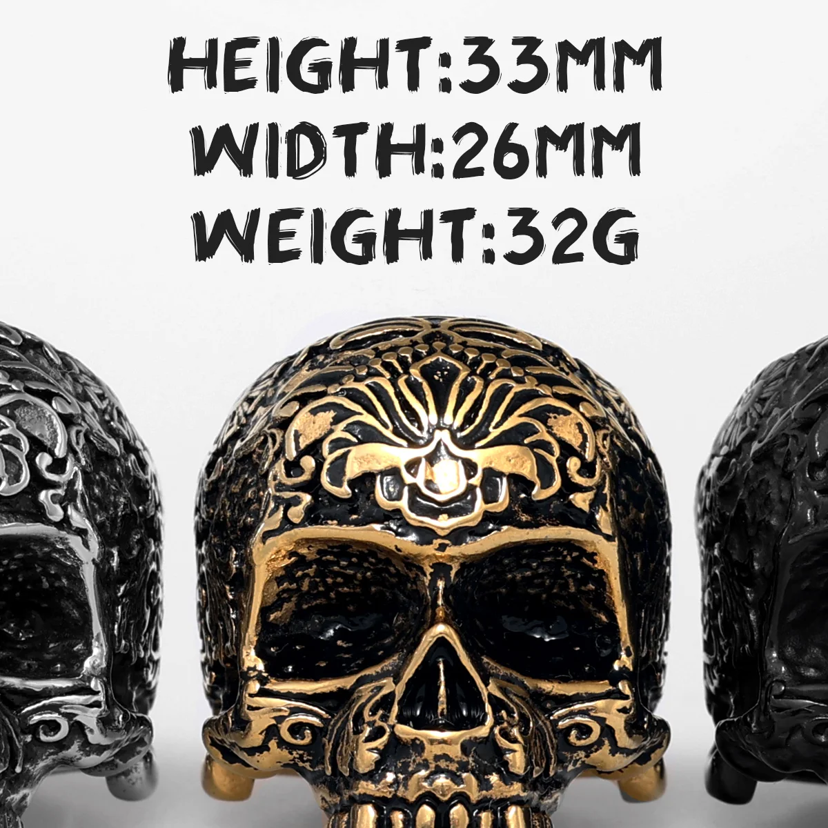 316L Stainless Steel Men Ring Skull Carved Rock HipHop Rap Luxury Golden Plated for Biker Rider Male Boyfriend Jewelry Best Gift