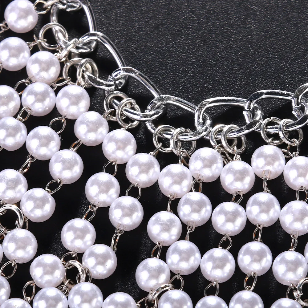 Exotic Lady Pearl Tassel Forehead Headpiece Indian Hair Accessories Charming Hat Long Bridal Head Chain Headband Wedding Jewelry