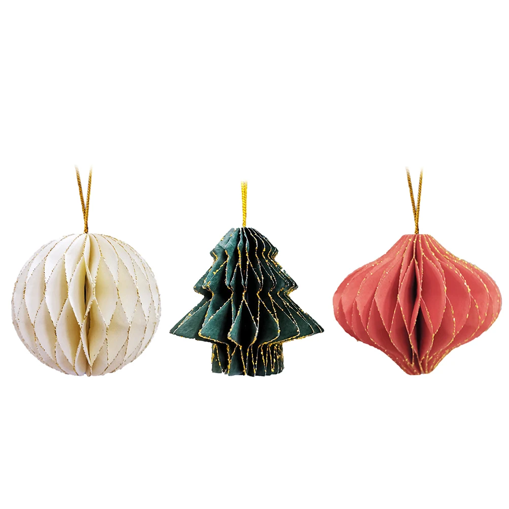 

3 Pcs Decorative Ornaments Party Supplies Paper Hanging Decorations Minature Tree