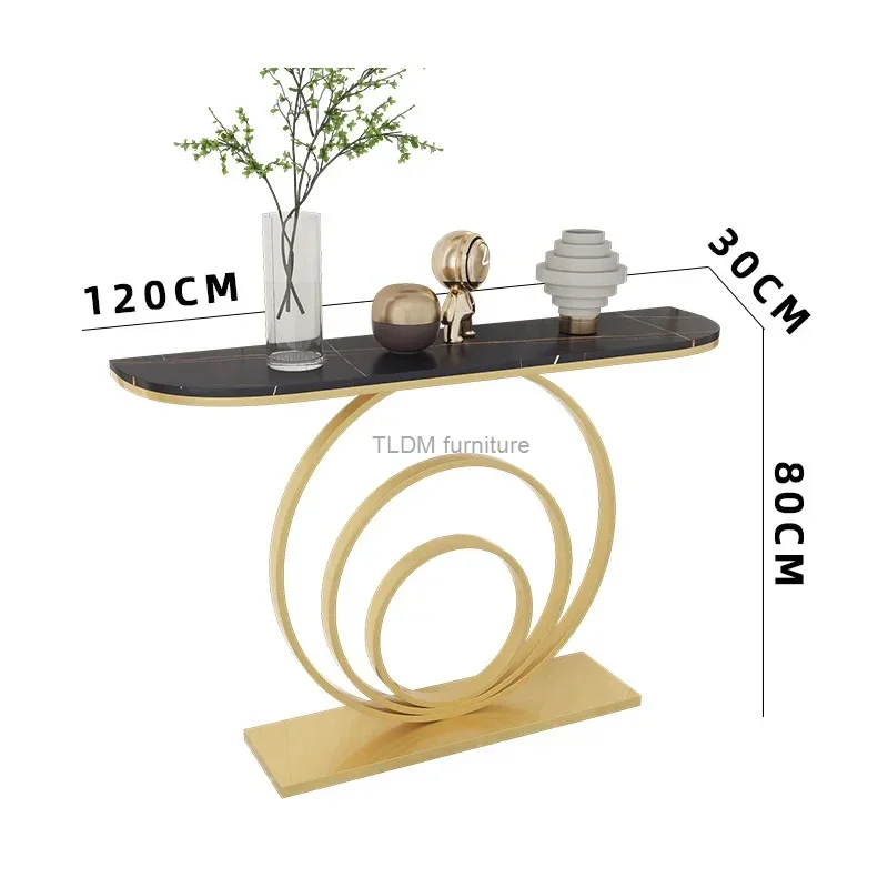 Nordic Simple Porch Table Semi-circular Hallway Console Table Luxury Metal Living Room Side Table Door Entrance Home Decoration