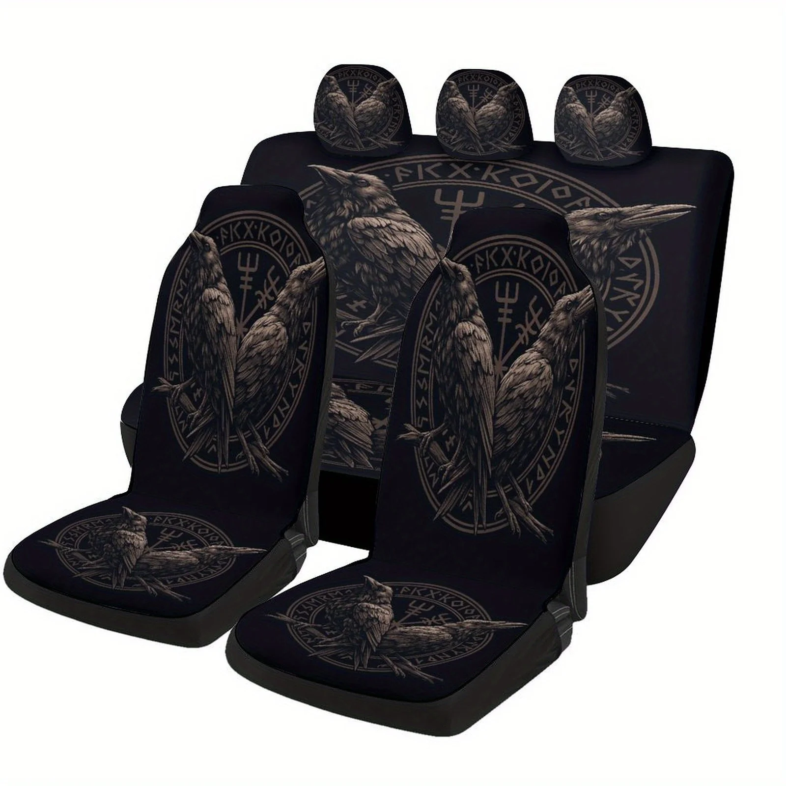 

Raven Emblem Themed Car Seat Covers Set For Most Cars, Decorative Fashionable High-quality Car Seat Protector Covers Full Set, U