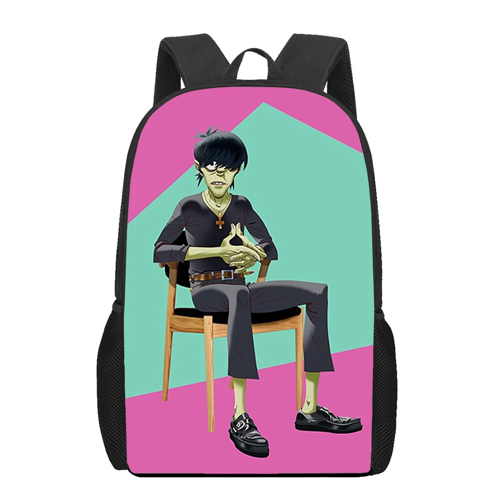 Gorillaz banda crianças mochilas padrão dos desenhos animados 16 polegada crianças sacos de livro escolar kawaii mochila meninos meninas mochila viagem