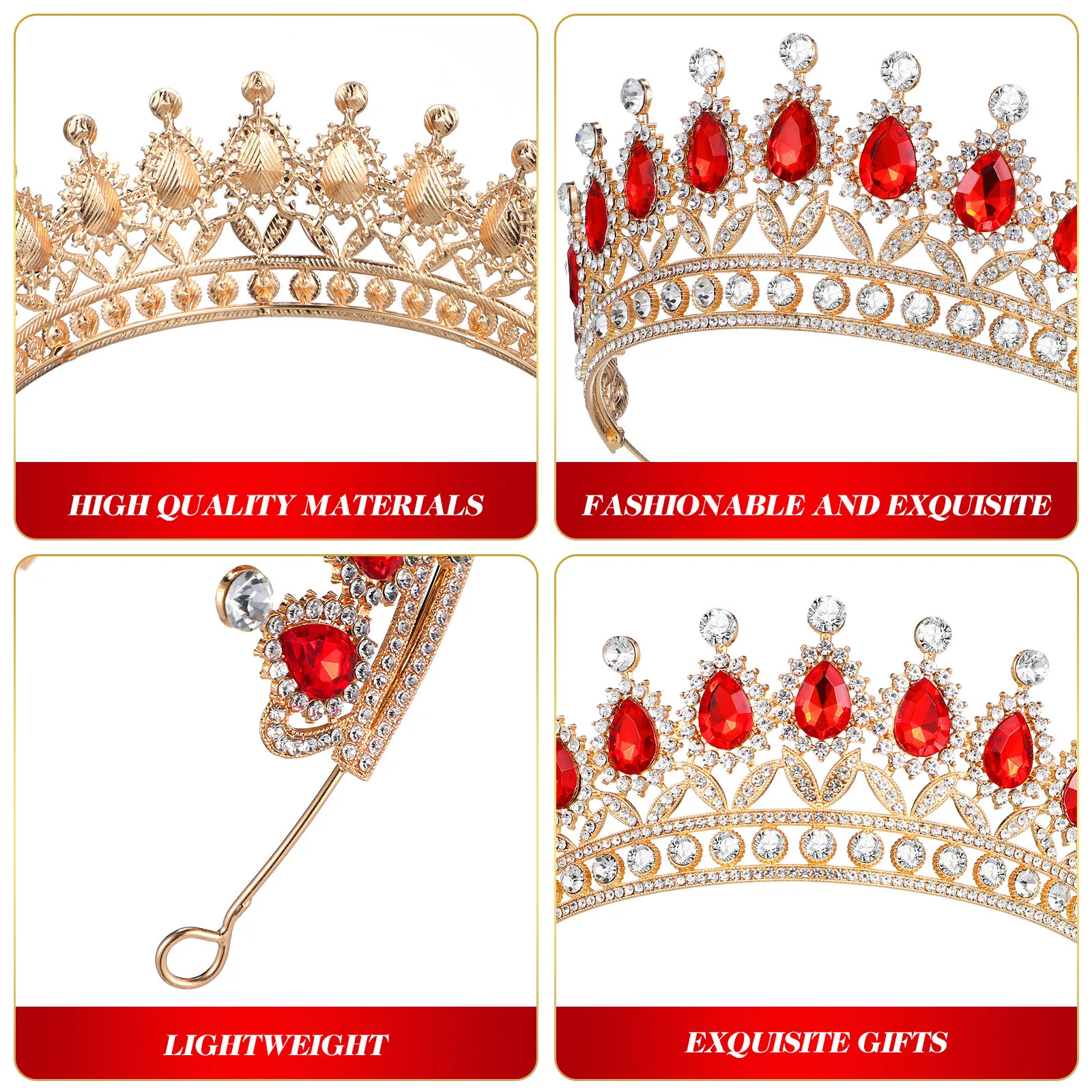 

1Set Rhinestones Crown Necklace Earrings Set Jewelry for Women Bridal Wedding Party Banquet Christmas New Year Celebration