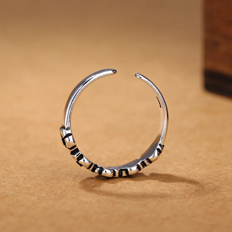 Women's 925 Sterling Silver Retro Flower Adjustable Ring