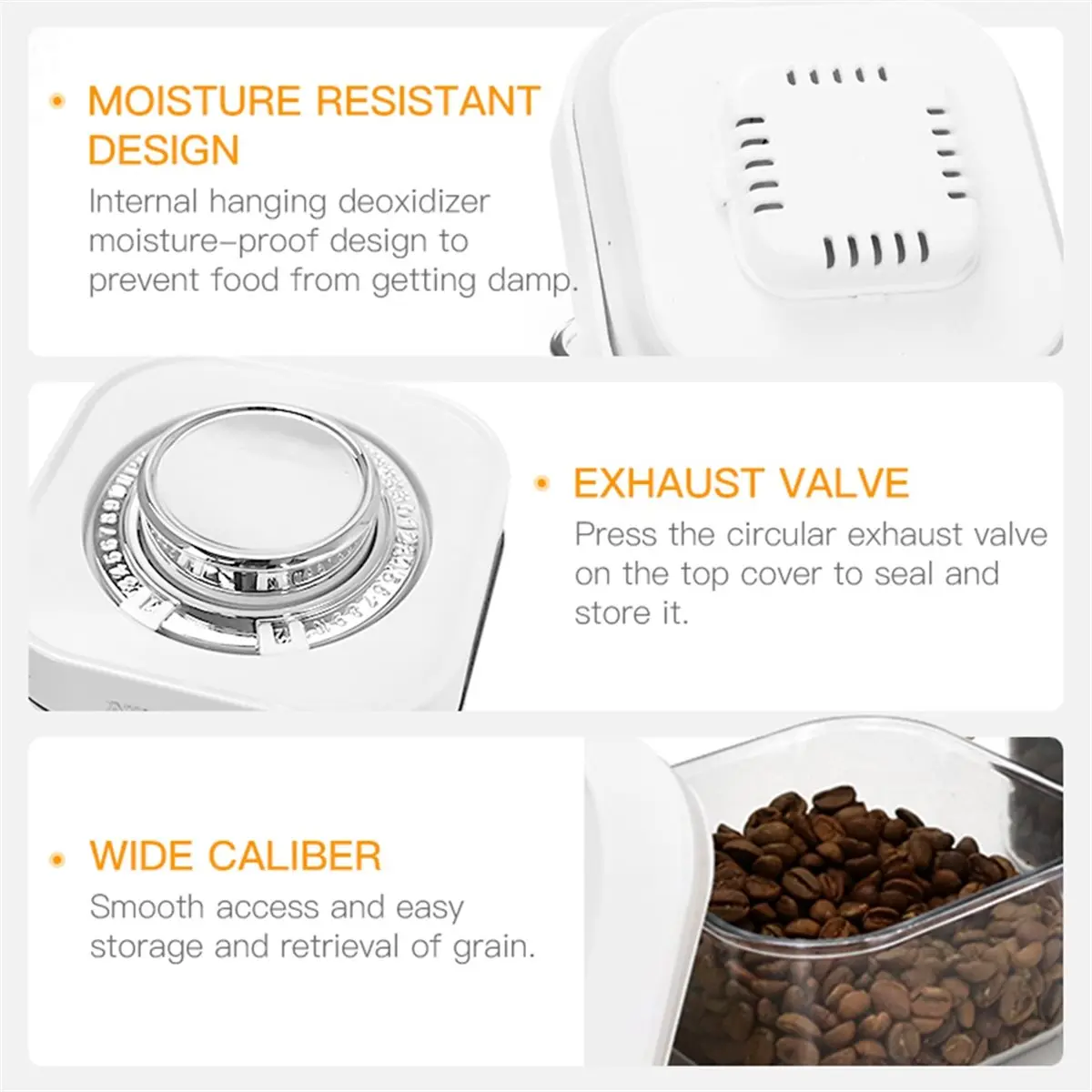Coffee Bean Storage Containers, Airtight Jars, Vacuum-Sealed Containers for Grains and Tea 450ml