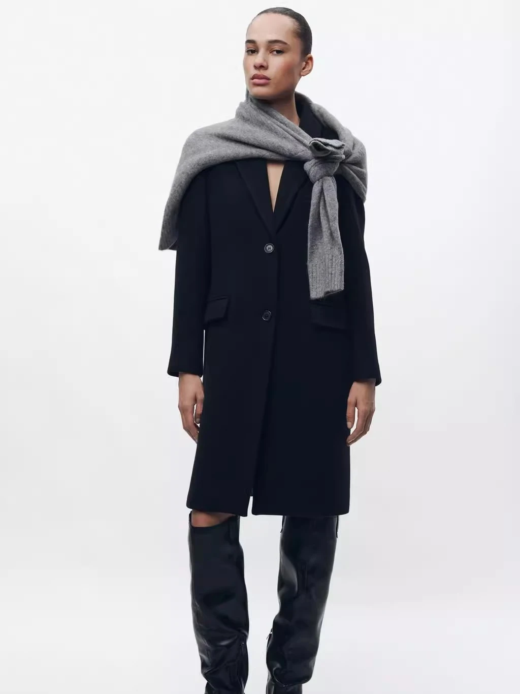 

Женское шерстяное пальто для пригородных поездок, весна-осень, Новое поступление, длинное пальто на одной пуговице, облегающая однотонная верхняя одежда Faion